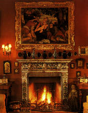 fireplace and painting